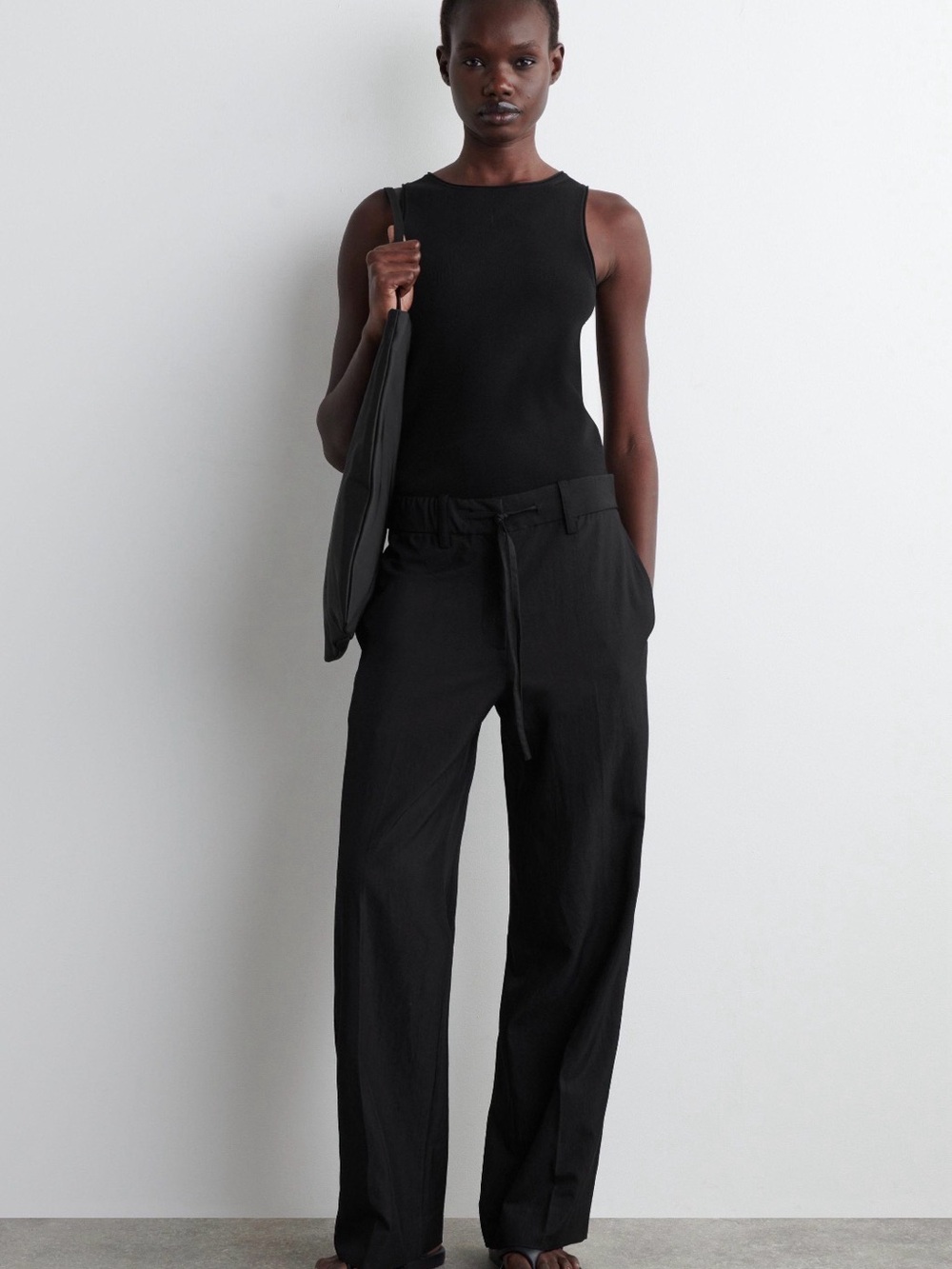 COS Black Wide-Leg Drawstring Trousers - Women